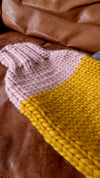 Hot Water Bottle Cover  - Mustard/Pink