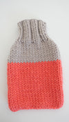 The Hot Water Bottle Cover  - Light Grey and Coral Pink