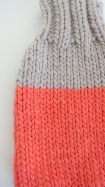 The Hot Water Bottle Cover  - Light Grey and Coral Pink