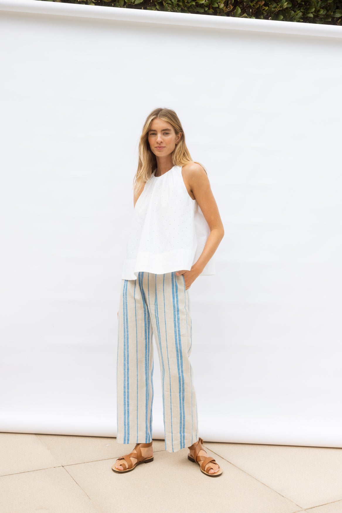 The Travel Pant - Azure Stripe