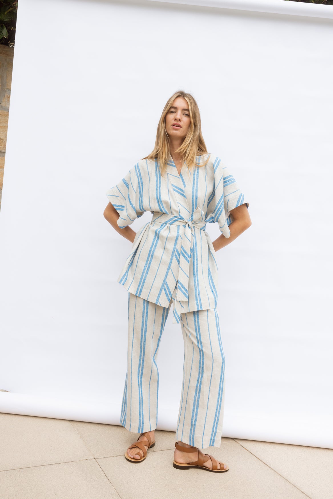 The Kimono Top - Azure Stripe