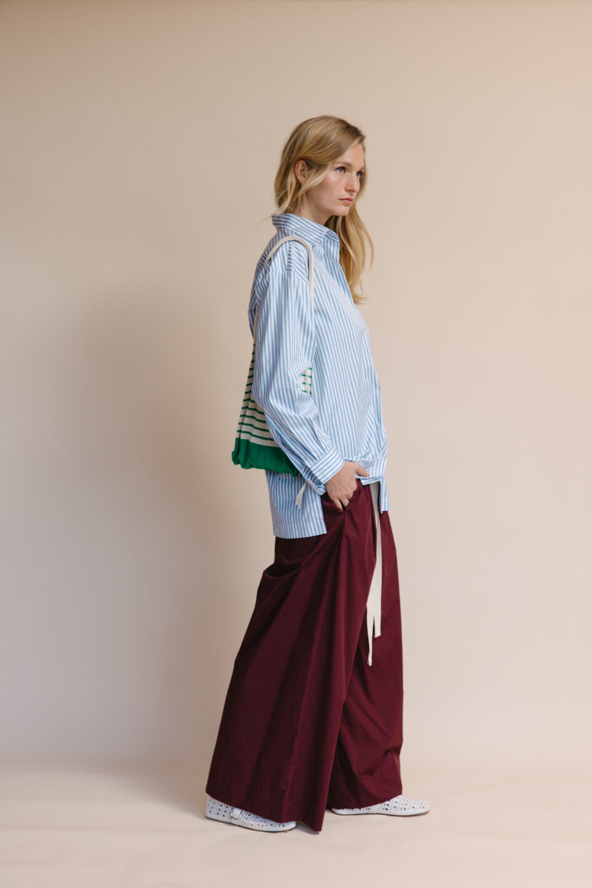 The Stripe Travel Bag - Ivory/Green