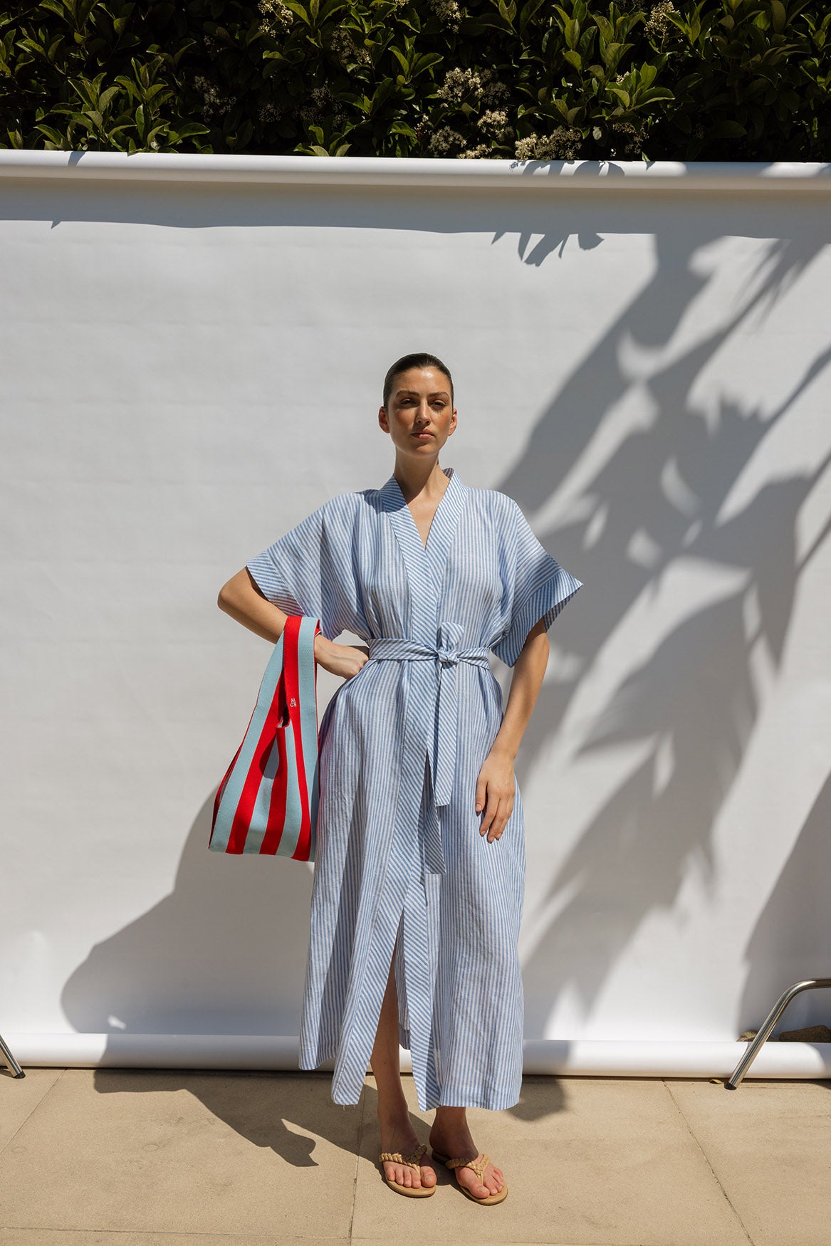 The Kimono Wrap Dress - Blue Stripe